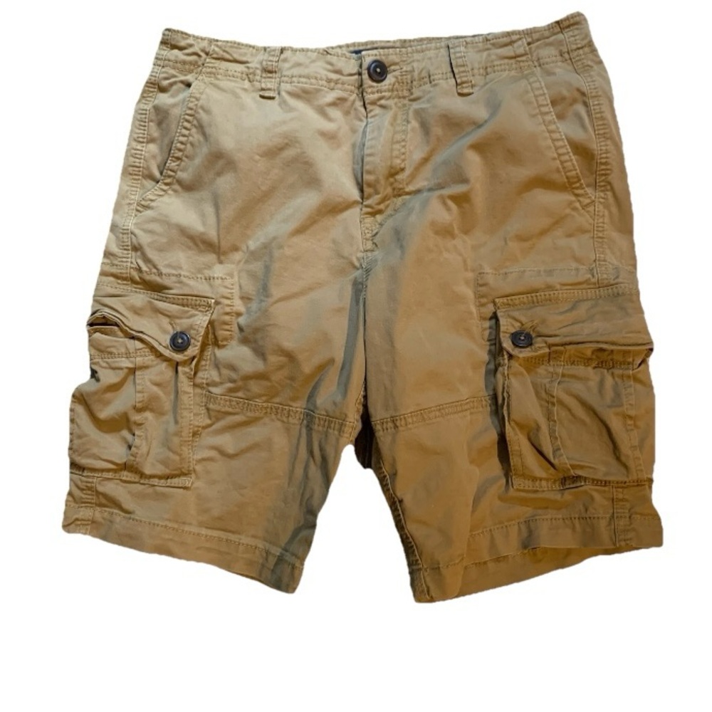 Aeropostale Cargo Shorts Men 32 Khaki Tan Y2K Long Paratrooper Utility